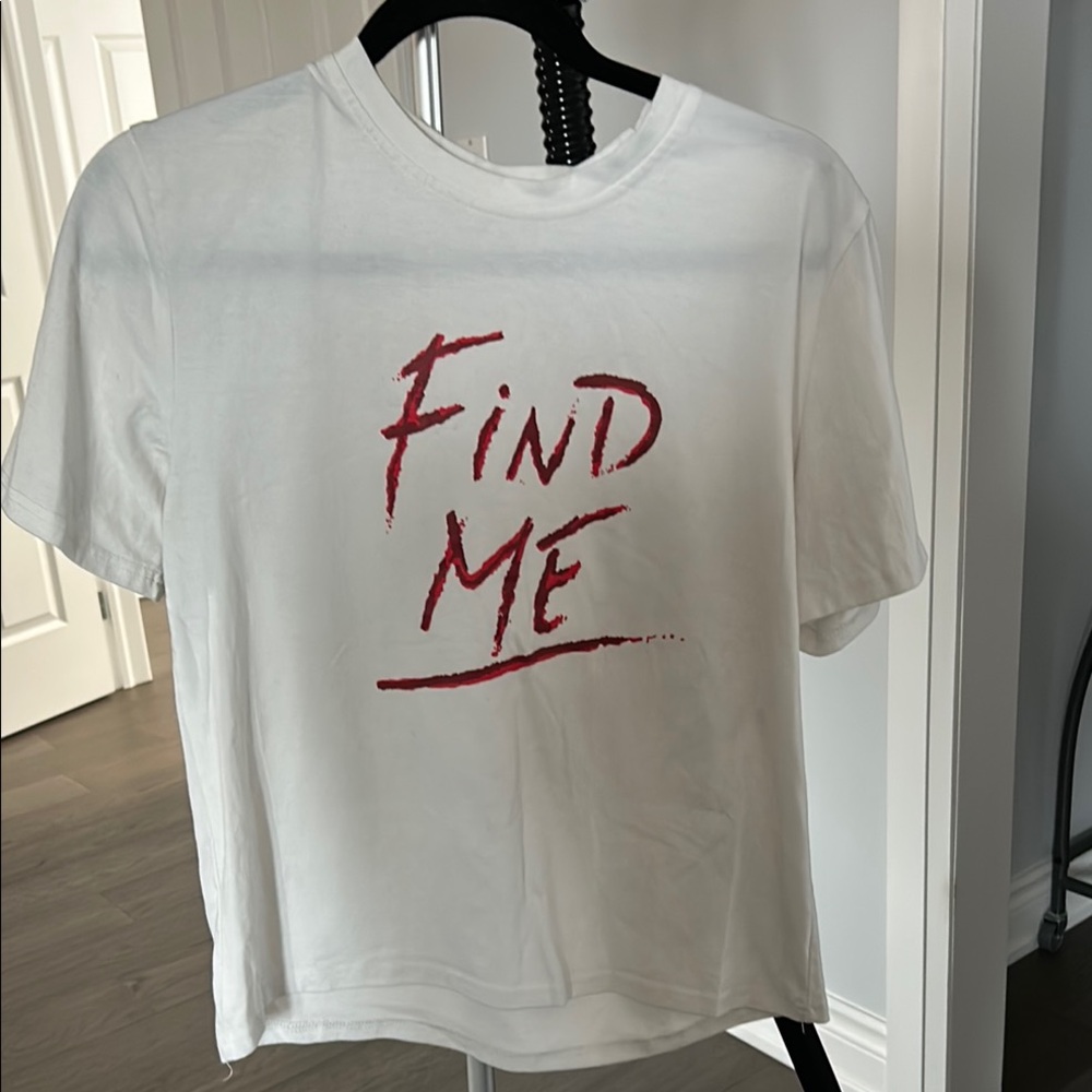 White Tee with Red Script Print
